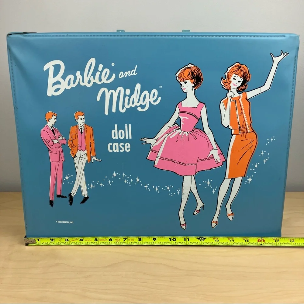 Vintage 1963 Mattel Barbie Midge Doll Carrying Case Blue Vinyl Wardrobe ONLY